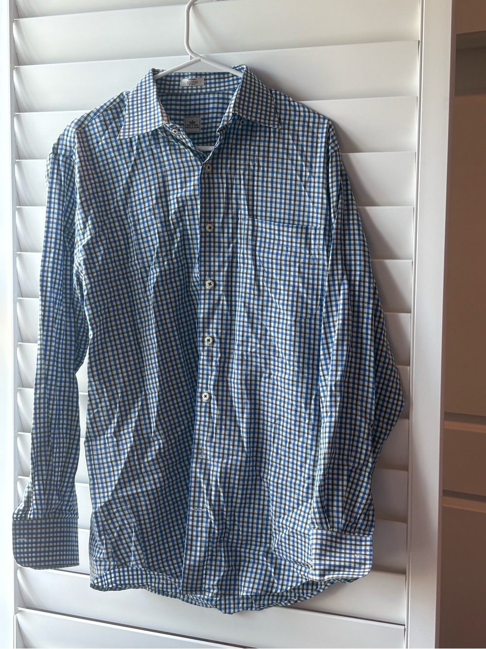 Peter Millar Men’s Blue Checked Long-Sleeve Dress Shi